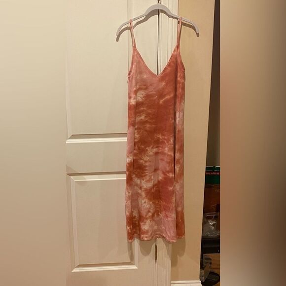 ZARA Womens Small Tie Dye Sleeveless Midi Knit Dress Spaghetti Straps Boho - Picture 5 of 8